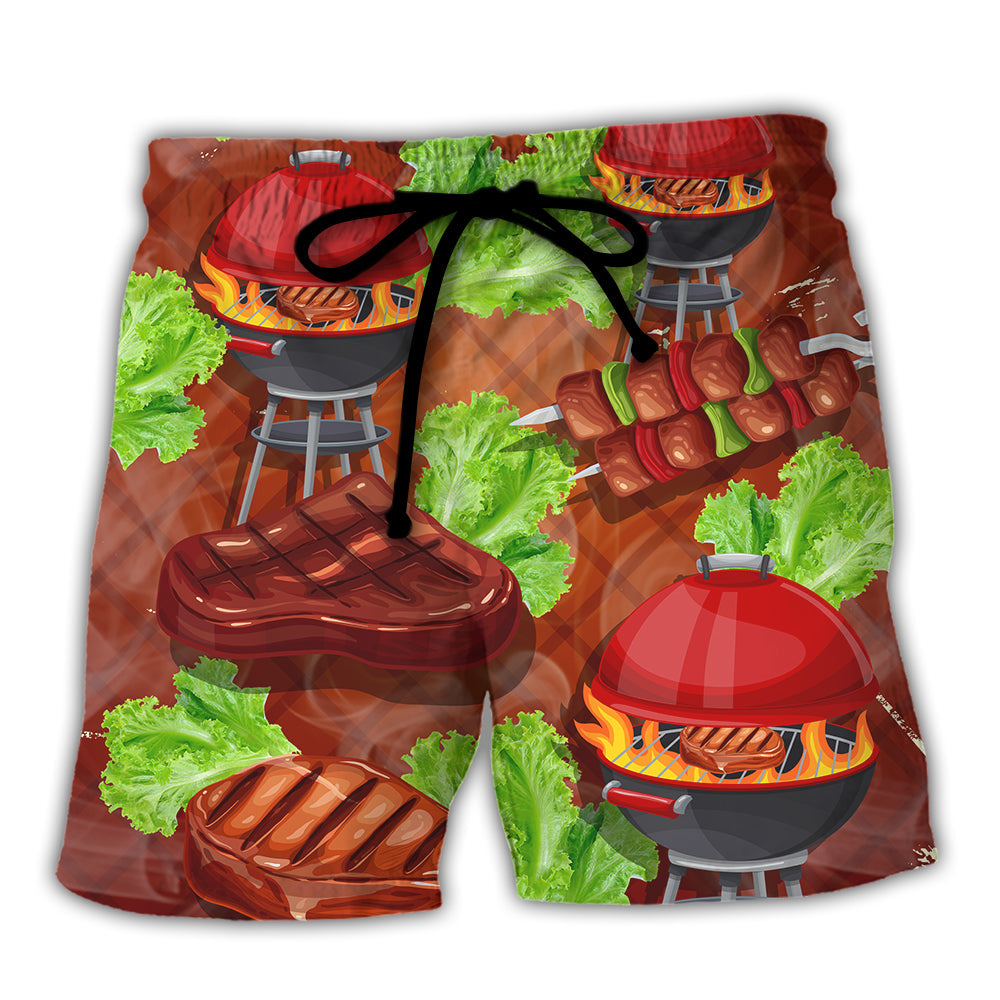Smoking Meats Funny BBQ Saved Me Quote - Beach Short