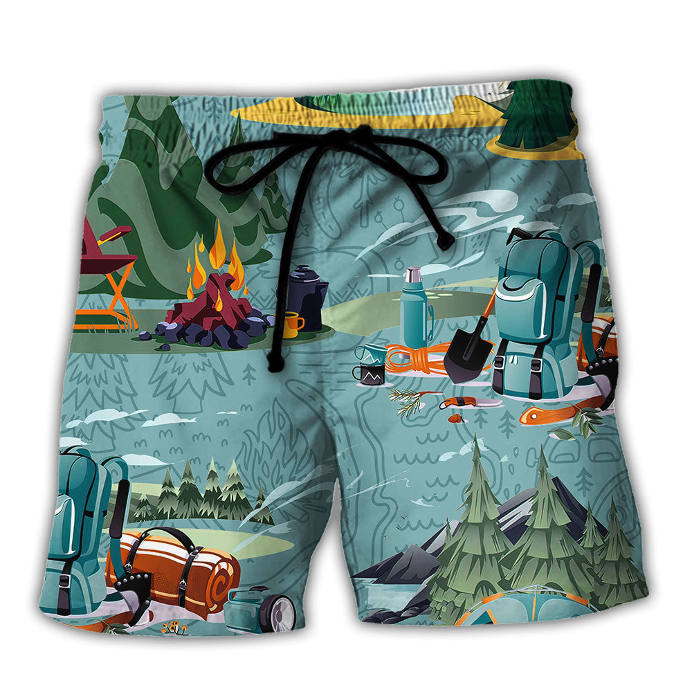 Camping Real Campers Smell Like Adventure Funny Theme – Beach Short