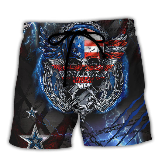 Skull Patriotic Message About Loving And Respecting America – Beach Short