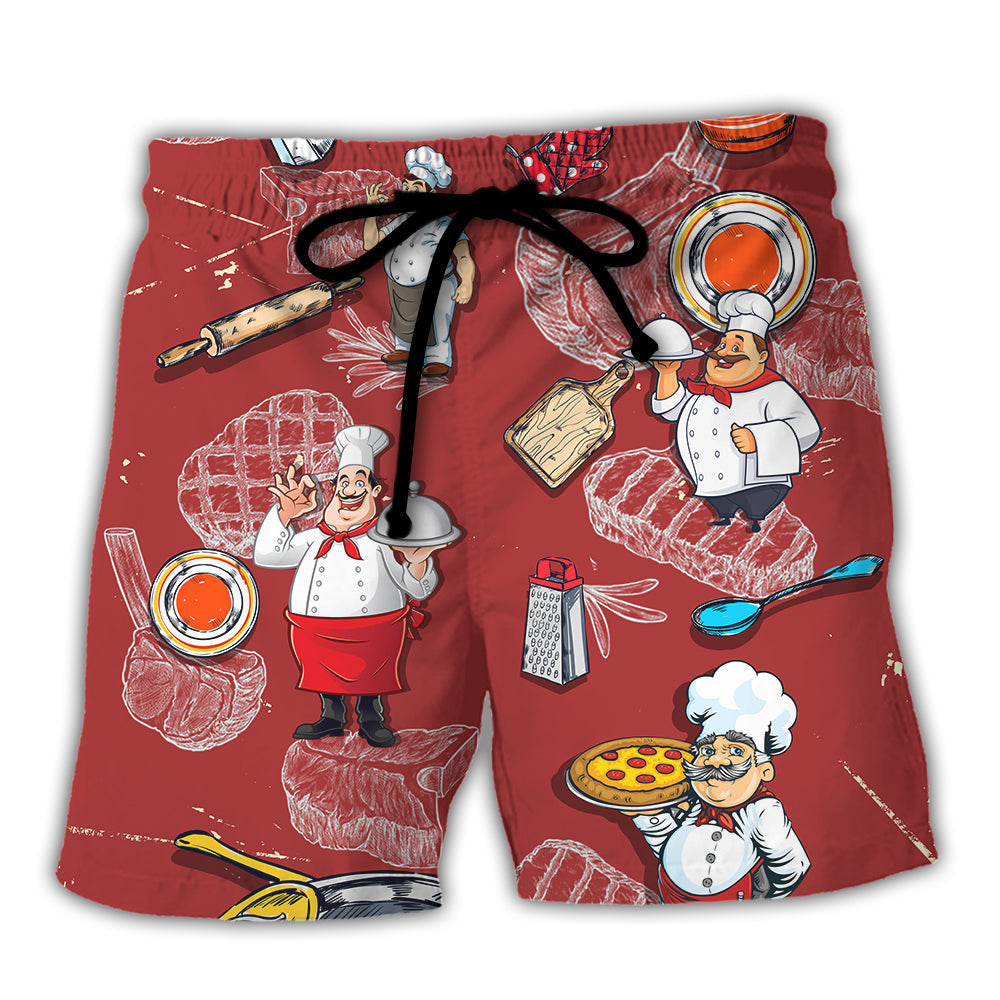 Cooking Saved Me Funny Chef Lover - Beach Short