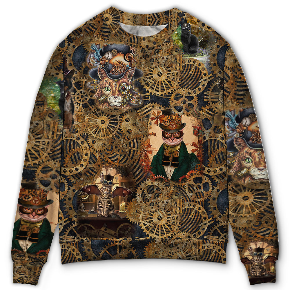 Vintage Cat Love Machine Art – Sweater - Ugly Christmas Sweater