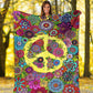 Hippie Colorful Hippie Peace Flannel Blanket For Cozy Home Lounging And Gifting