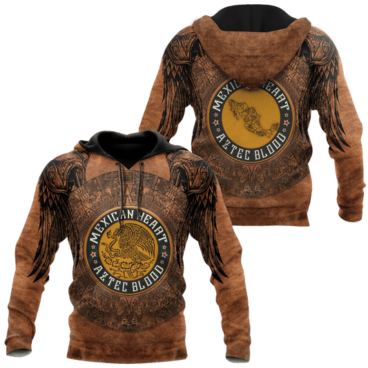 Mexican Heart Aztec Blood Art - 3D Hoodie