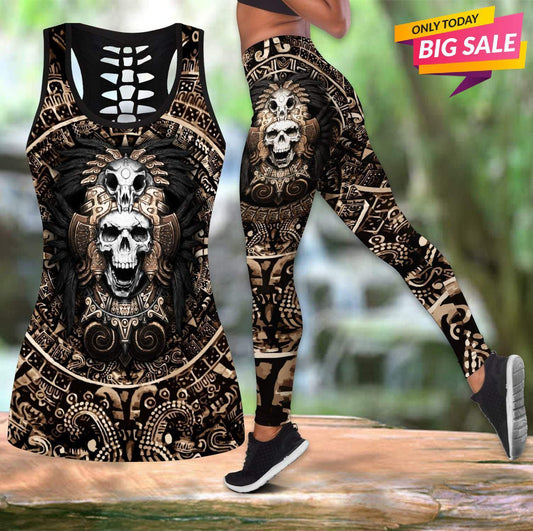 Aztec Warrior Mexican Skull – Hollow Tank Top