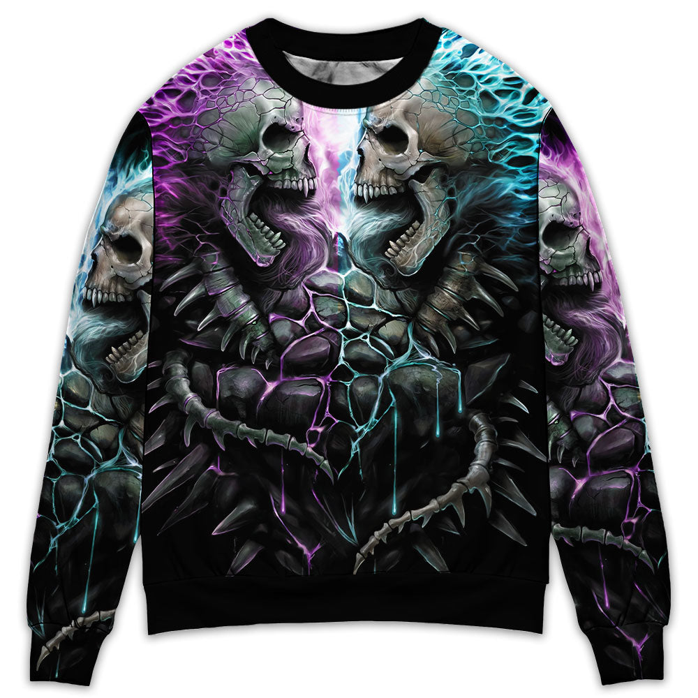 Flaming Skull Bold Art Style – Sweater - Ugly Christmas Sweater