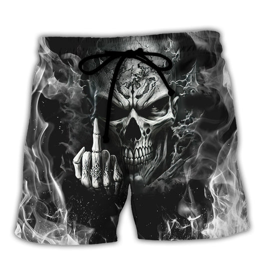 Skull Bold Warning About Protecting Your Boundaries – Beach Short