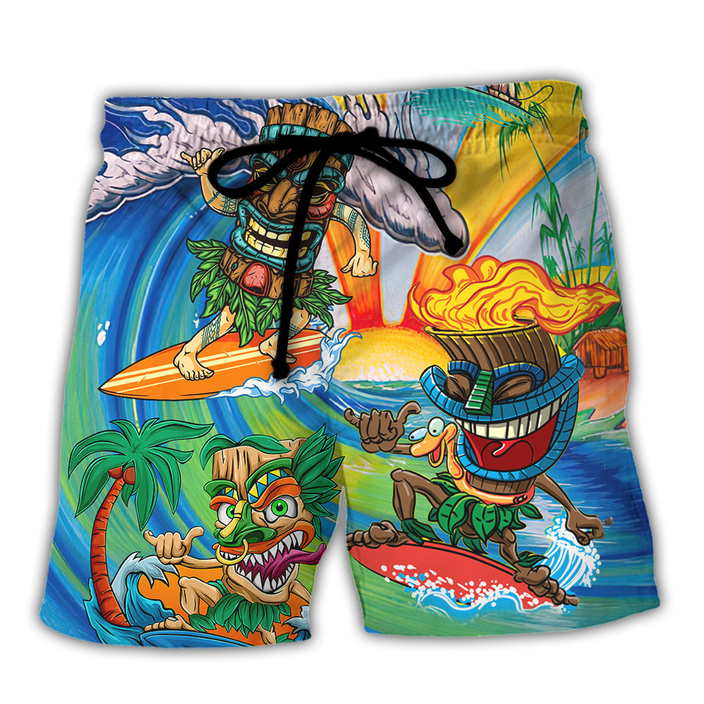 Surfing Tiki Show Me Your Tikis Funny Surf Theme – Beach Short