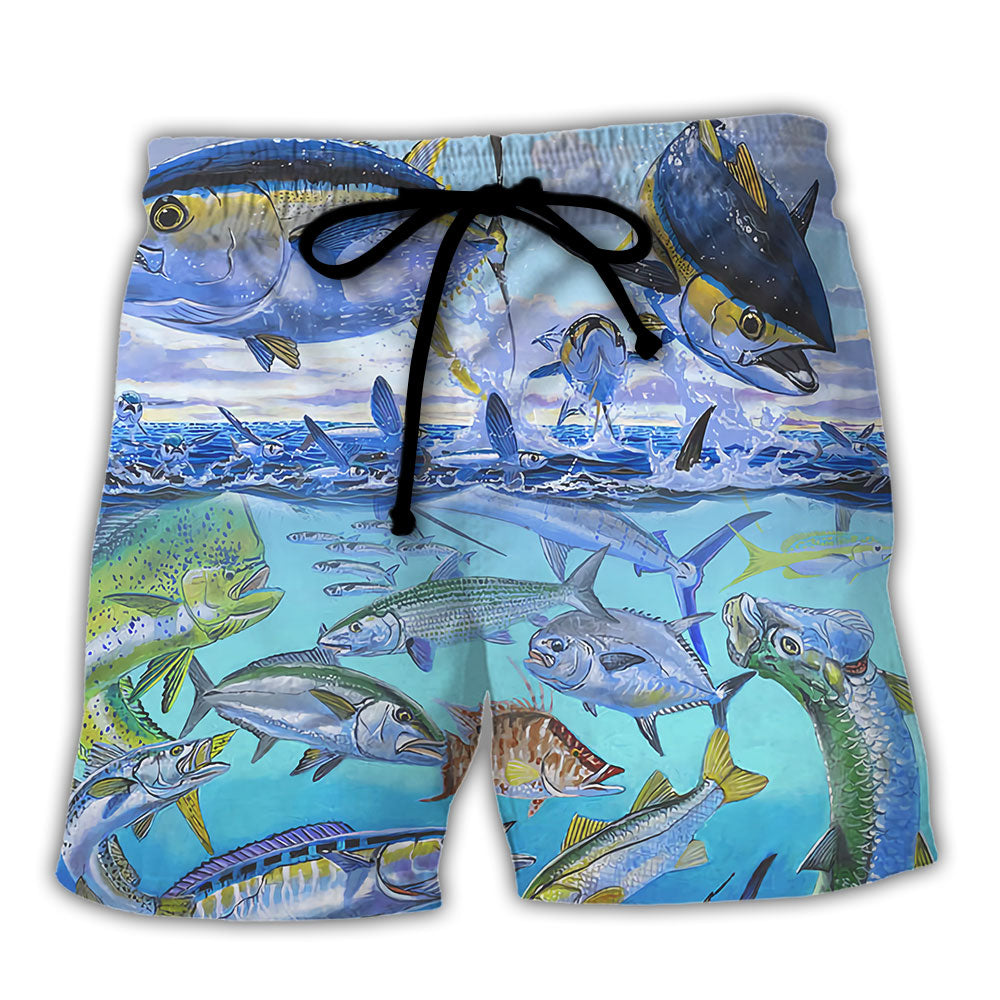 Fishing Rodfather Tuna Theme Undersea Style - Beach Short