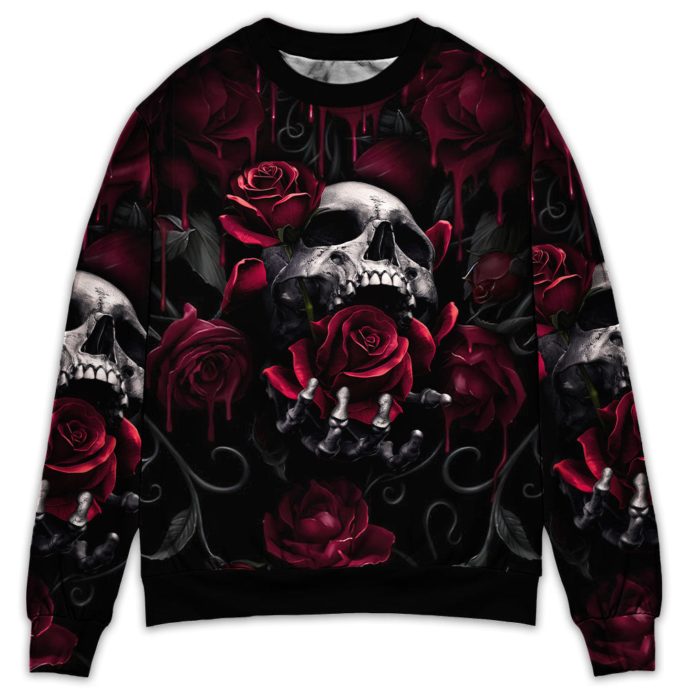 Rose Blood Dark Screaming Skull Art – Sweater - Ugly Christmas Sweater