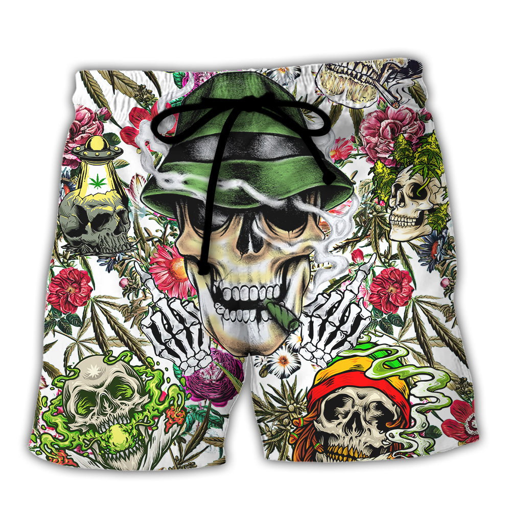 Skull Bold Response Graphic With Strong Attitude Statement – Beach Short