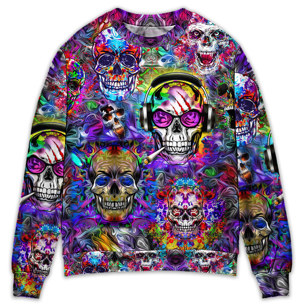 Hippie Colorful Skull Art Style – Sweater - Ugly Christmas Sweater