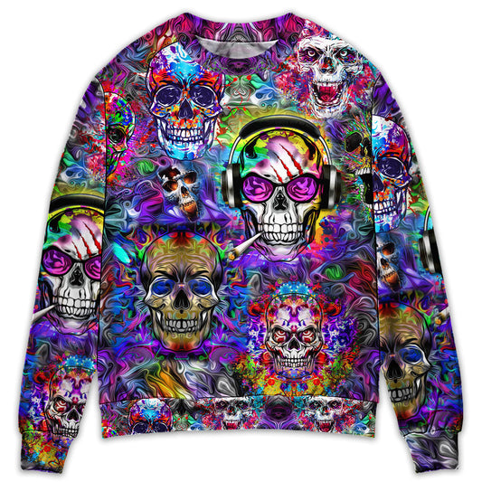 Hippie Colorful Skull Art Style – Sweater - Ugly Christmas Sweater