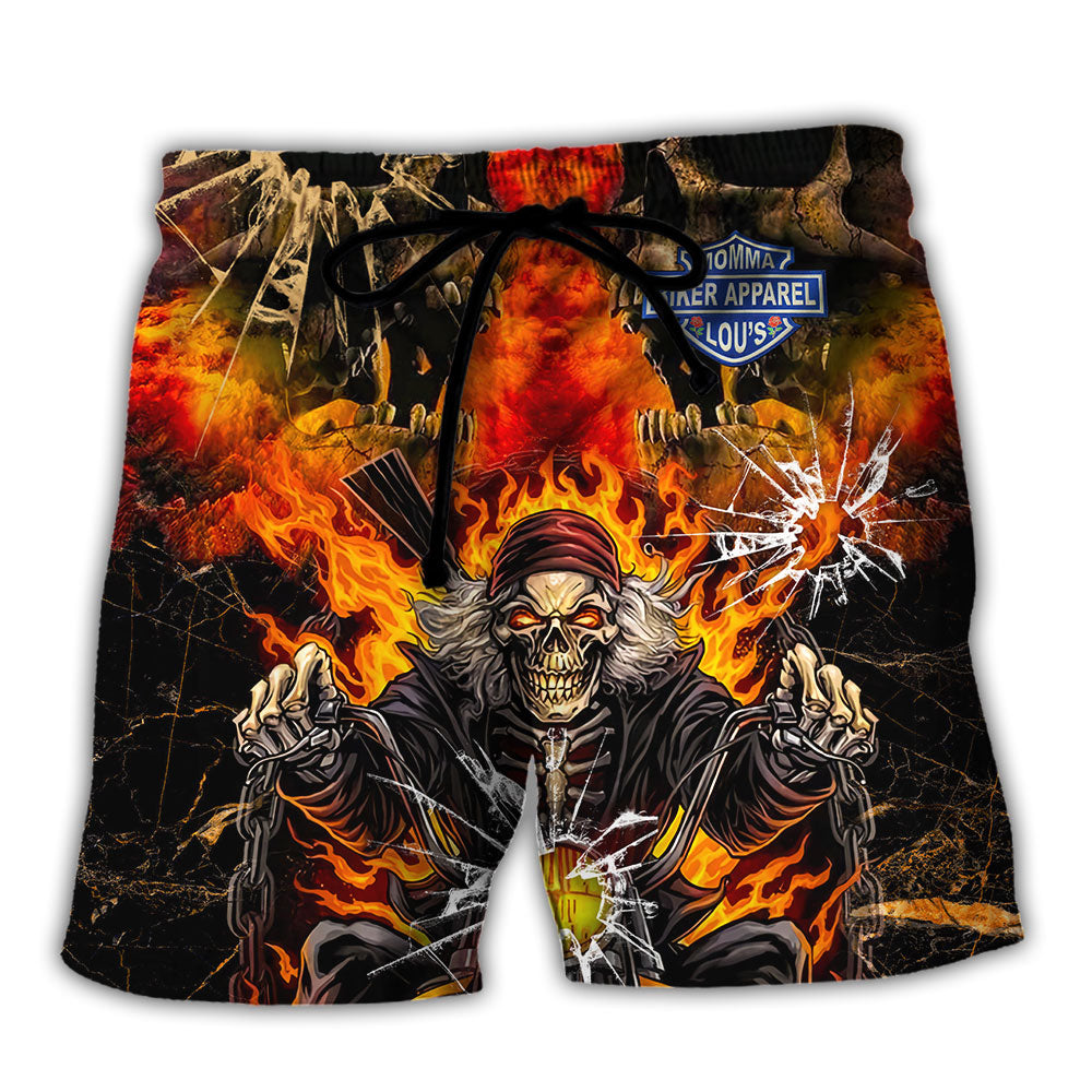 Biker Skull Lovely Art Style - Beach Short