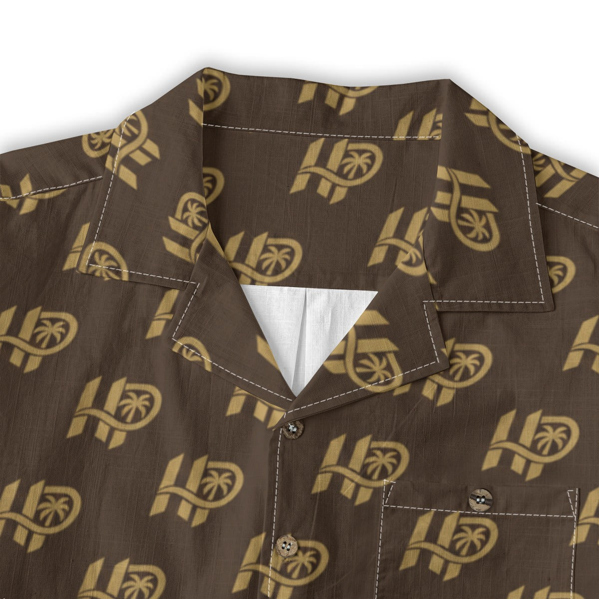 HP Palm Monogram Hawaiian Shirt – Brown & Gold