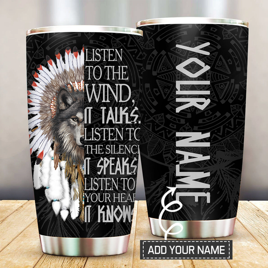 Native American Wolf Still Strong 20 Oz Tumbler