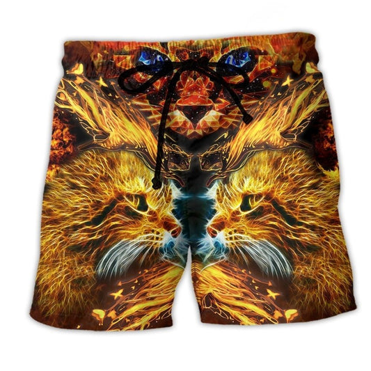 Cat Flaming Cool Style - Beach Short