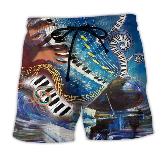 Piano Happiness Playing Piano - Beach Short