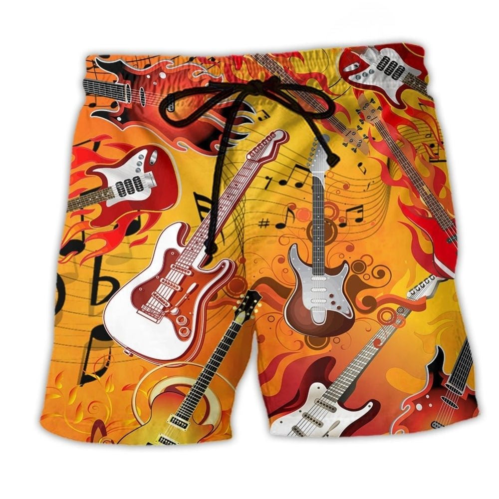 Guitar Music Is My Life Hot Color - Beach Short