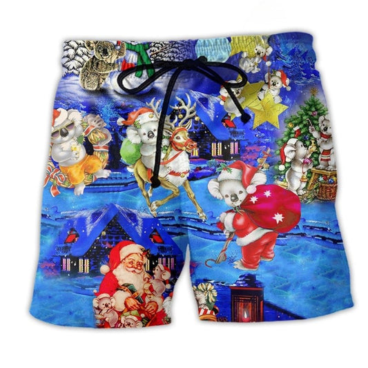 Koala Merry Christmas Holiday Art – Beach Short