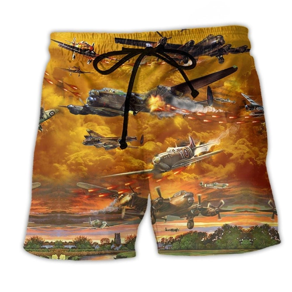 Combat Aircraft Sunset Sky Art – Beach Short