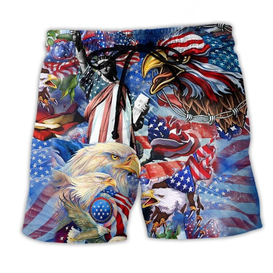 America Heart Beats True Patriot – Beach Short
