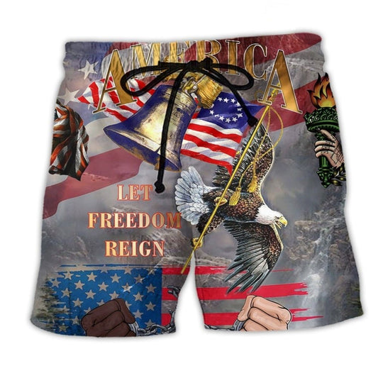 America Let Freedom Reign Style – Beach Short