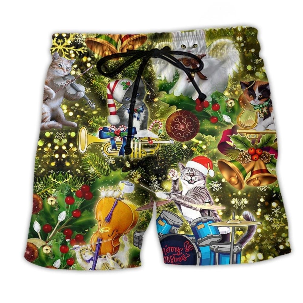 Angel Cat Merry Christmas – Beach Short