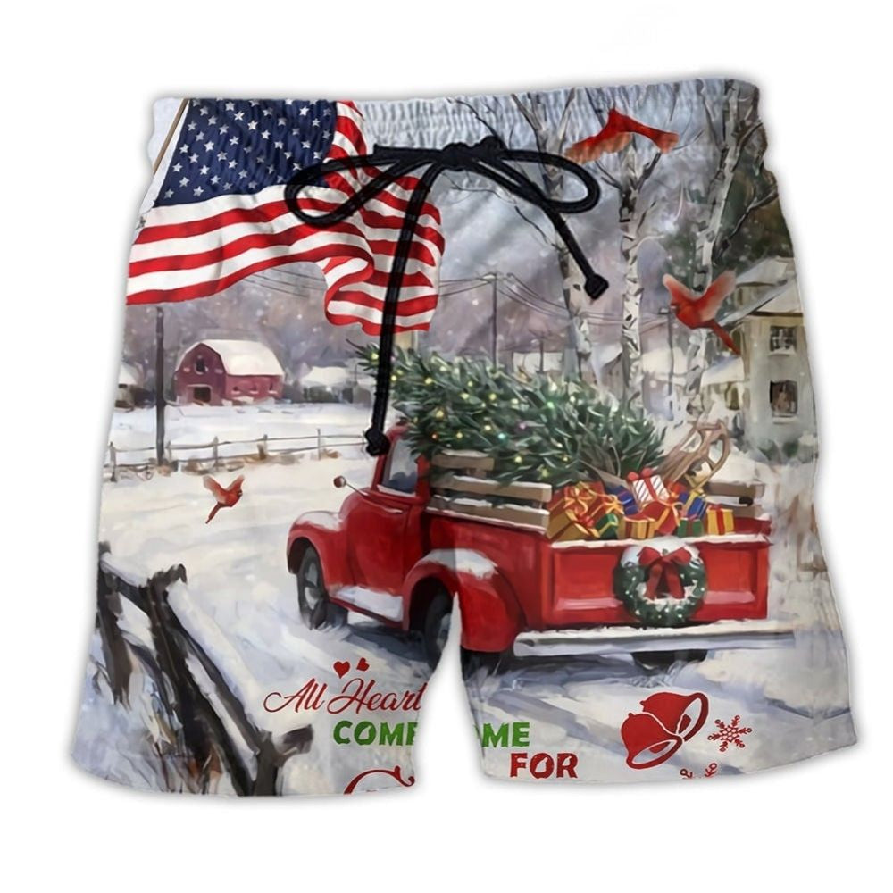Christmas Cardinal Truck Home – Beach Short