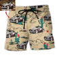 Vintage Desert Car Photo Custom – Beach Short