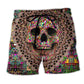 Smiling Skull Colorful Art – Beach Short