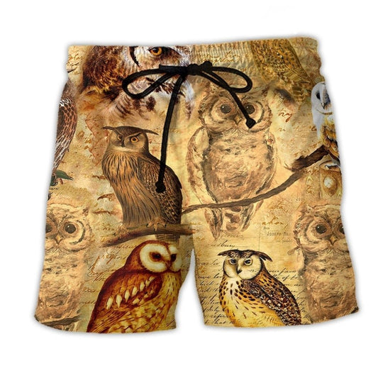 Wise Owl Vintage Art – Beach Short