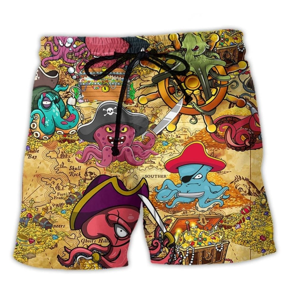 Octopus Captain Pirates Funny - Beach Short