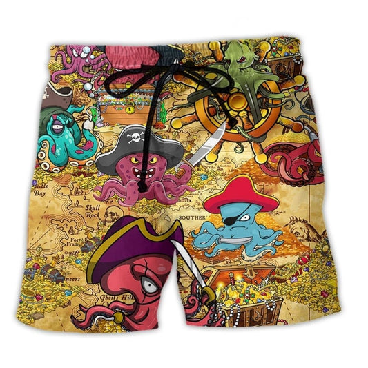 Octopus Captain Pirates Funny - Beach Short
