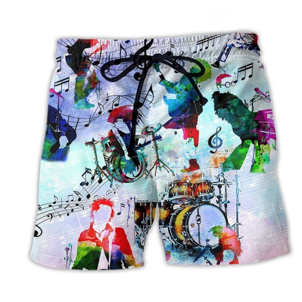 Colorful Music Band Soul Art - Beach Short