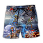 Halloween Pirate Skeleton Scary Art - Beach Short