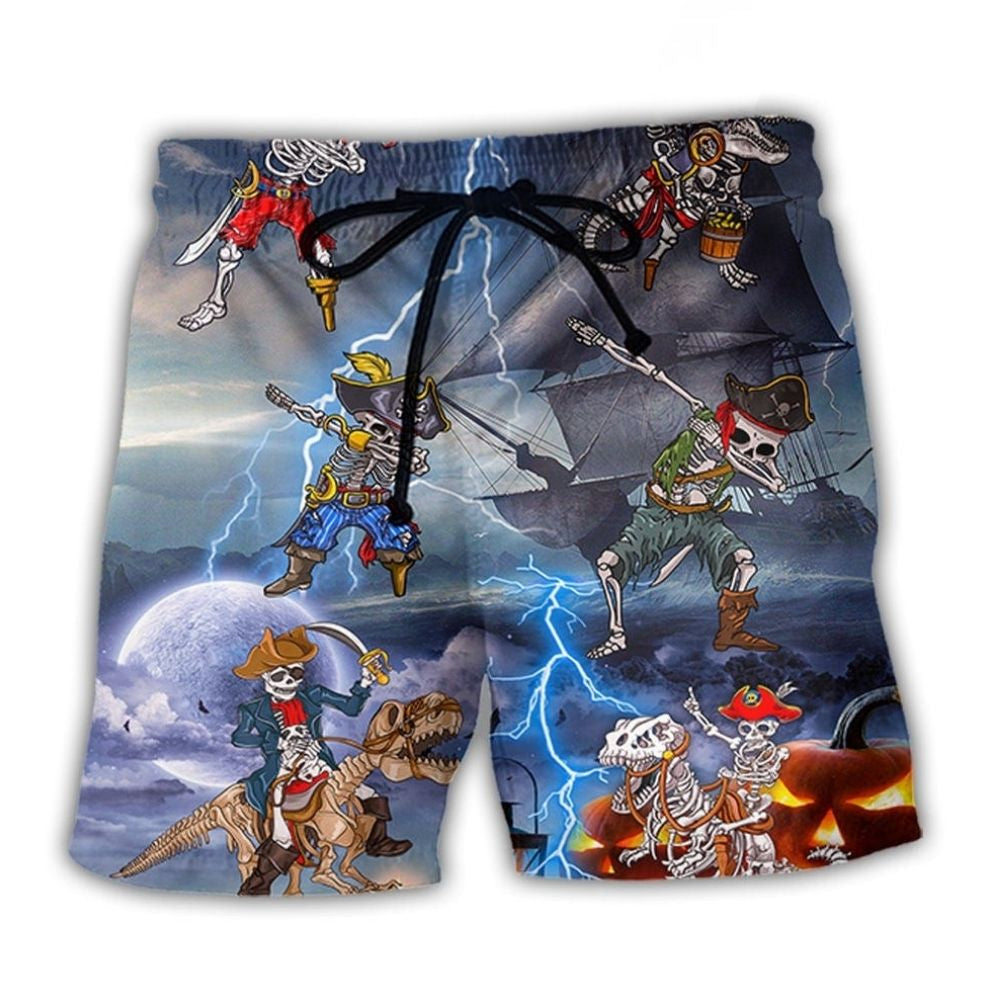Halloween Pirate Skeleton Scary Art - Beach Short