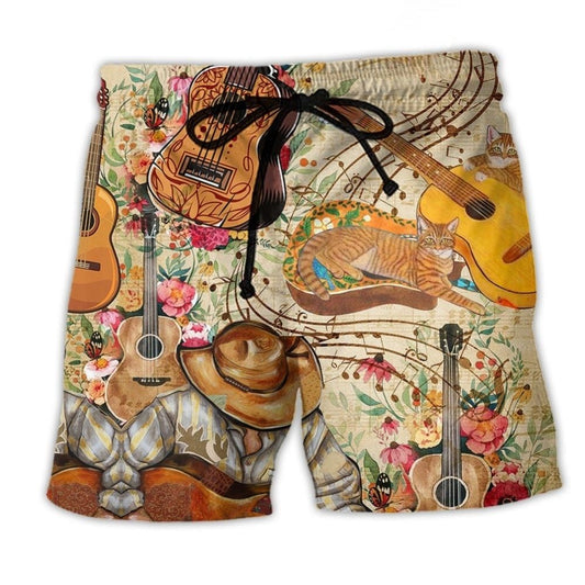 Guitar Music Floral Life - Beach Short