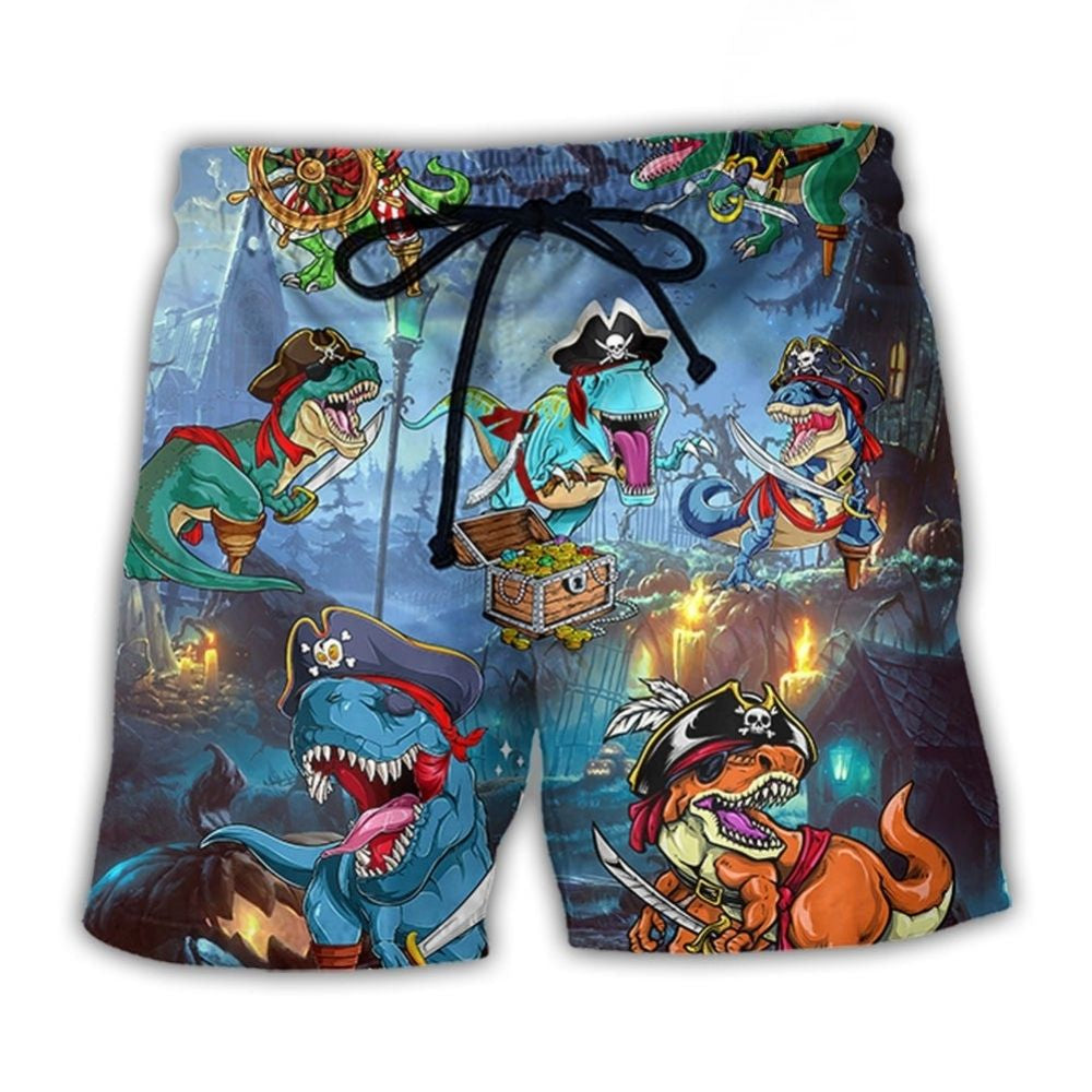 Halloween Pirate Dinosaur Art - Beach Short