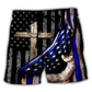 Jesus Faith Cross Support Blue - Beach Short