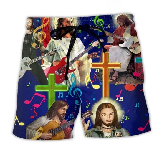 Jesus Love Guitar Music Notes - Beach Short