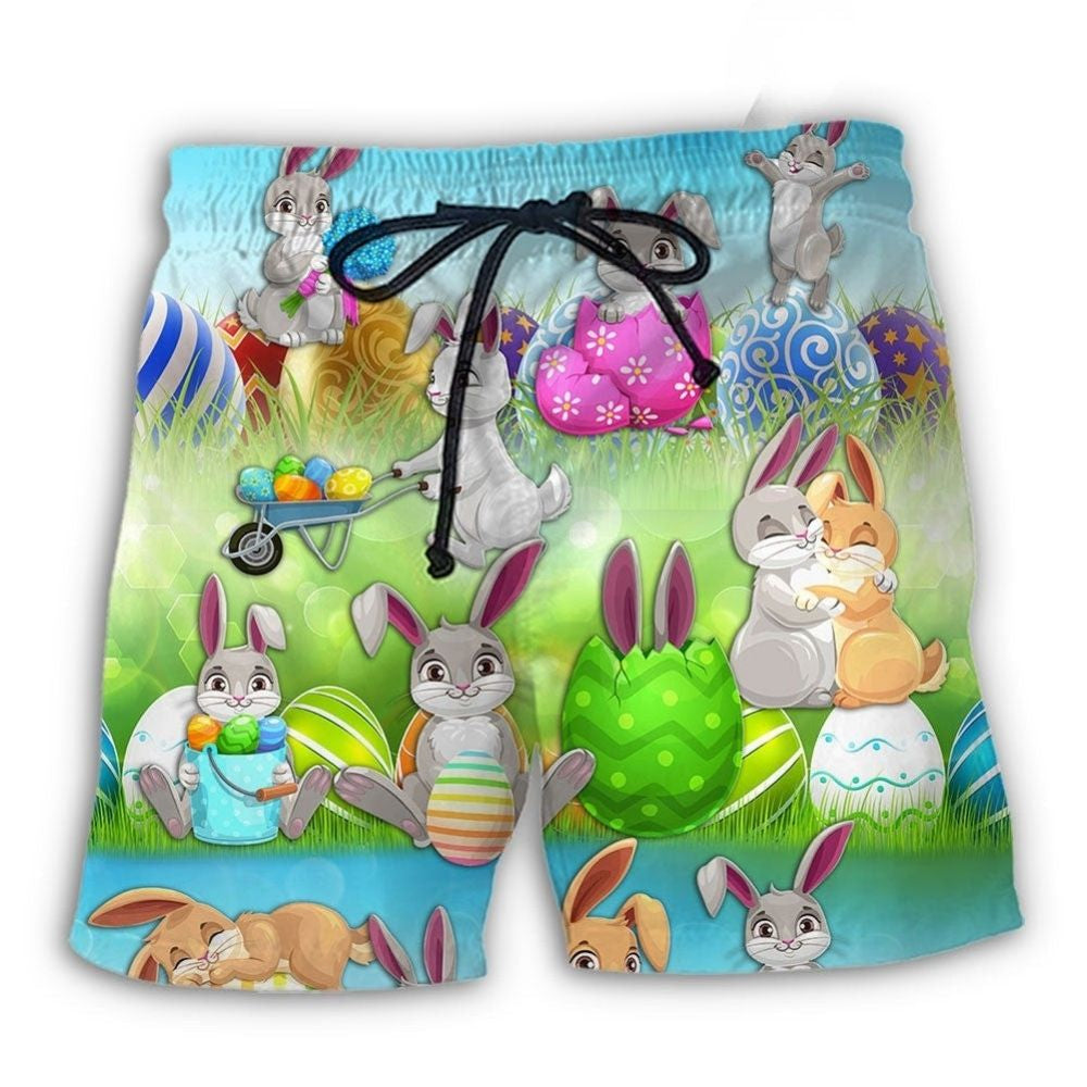 Easter Bunny Colorful Eggs - Beach Short