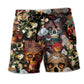 Skull Queen Floral Love Art - Beach Short
