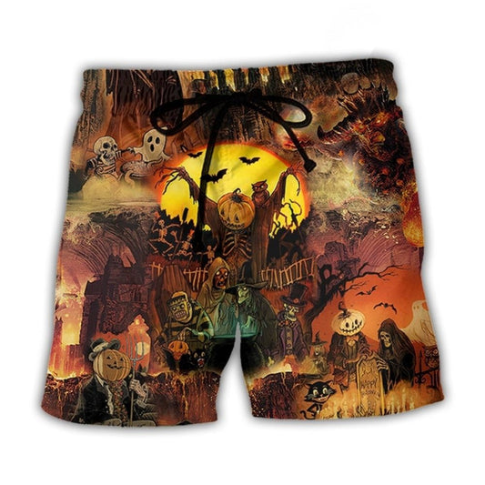 Halloween Night Pumpkin Ghost Scary - Beach Short