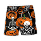Halloween Skeleton Pumpkin Art - Beach Short