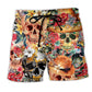 Floral Skull Beauty Art - Beach Short