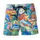 Colorful Shark Painting Art - Beach Short
