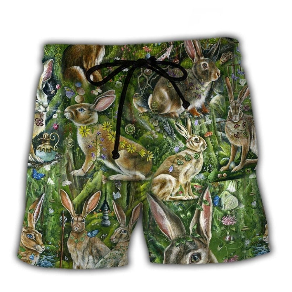 Cute Bunny Love Quote Green - Beach Short