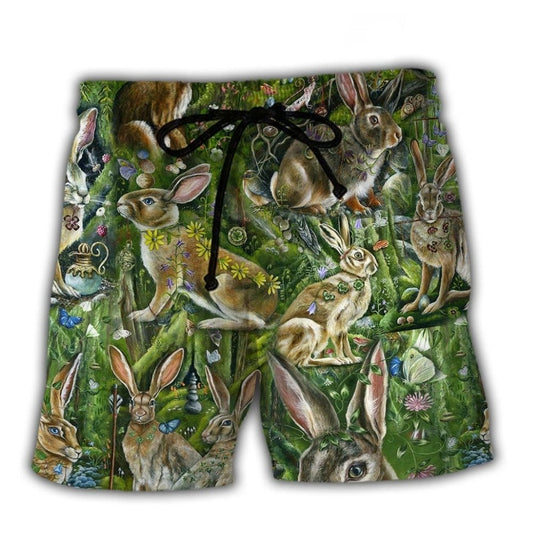 Cute Bunny Love Quote Green - Beach Short