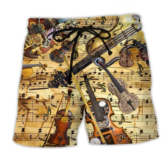 Violin Speaks Music Art - Beach Short