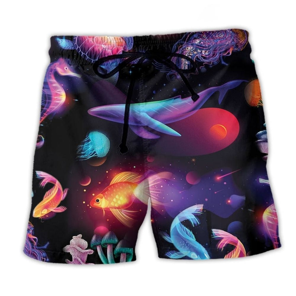 Ocean Fish Turtle World Art - Beach Short